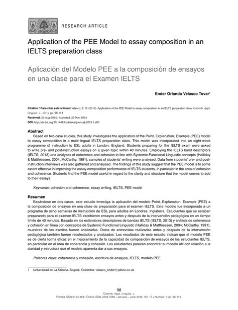 (PDF) Application of the PEE Model to essay composition in an IELTS ...