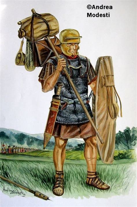 Andrea Modesti Art Roman Legionary In Marching Order Roman Auxiliary