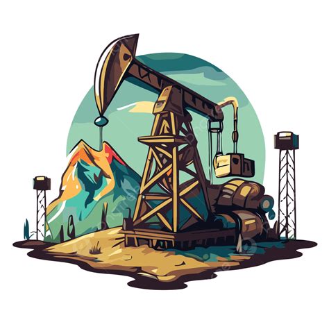 нефтяная вышка вектор PNG , наклейка клипарт мультяшная иллюстрация ...