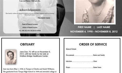 Virgin Mary Memorial Program Funeral Funeral Program Template With