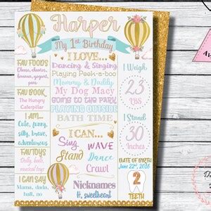 Hot Air Balloon Milestone Poster Hot Air Balloon Birthday Chalkboard Hot Air Balloon St
