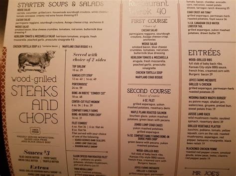 Menu At J Gilbert S Wood Fired Steaks Seafood Columbus Pub Bar