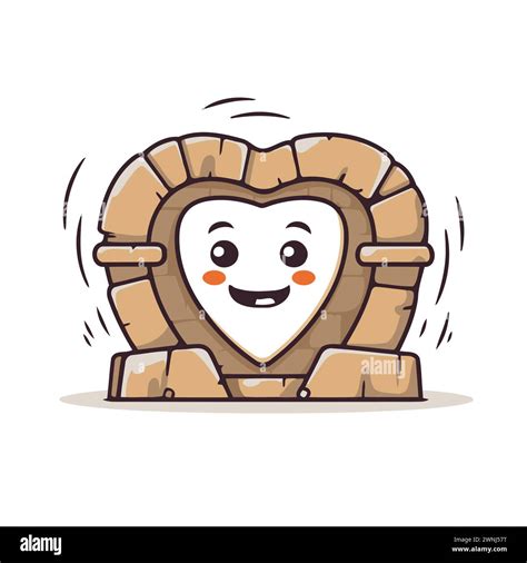 Cute Smiling Stone Heart Character Vector Illustration In Cartoon Style Stock Vector Image