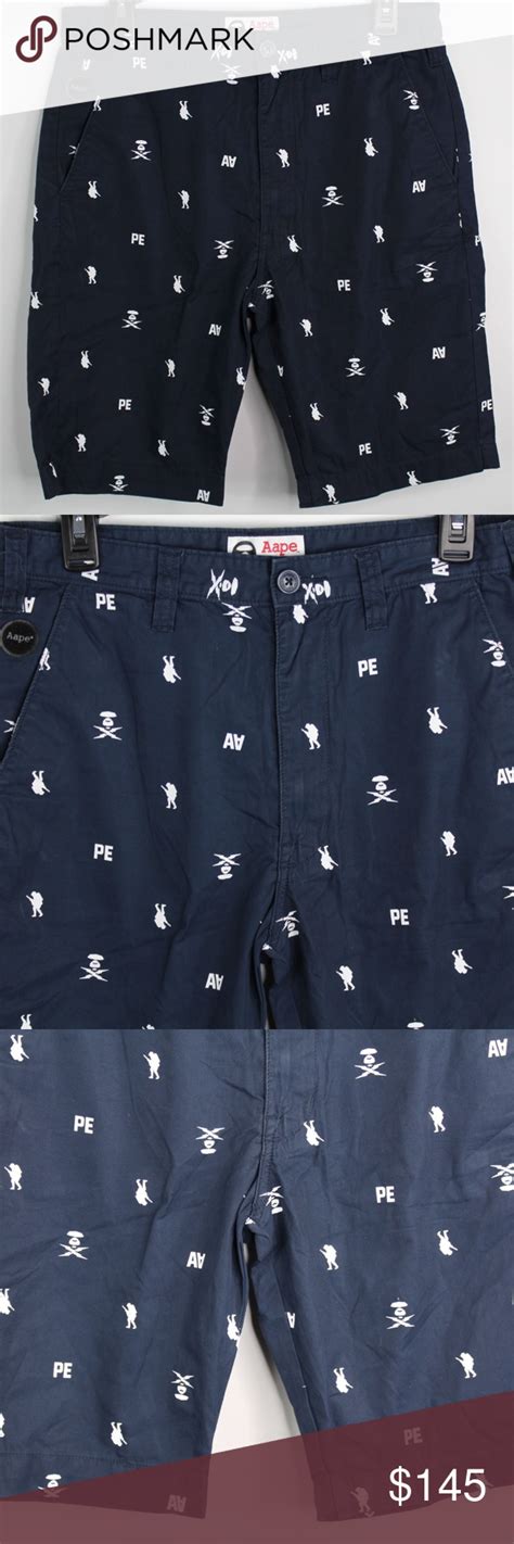 Aape A Bathing Ape Bape Navy Shorts Monogram Mens Aape A Bathing Ape