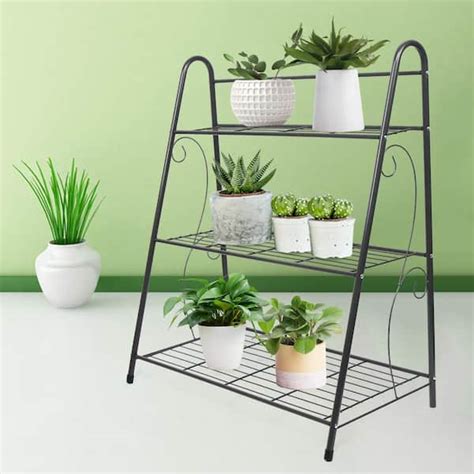 Yiyibyus Tall Indoor Outdoor Black Metal Plant Stand Flower Pot