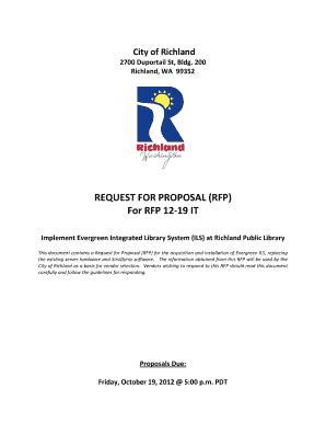 Fillable Online Request For Proposal Rfp For Rfp It City Of