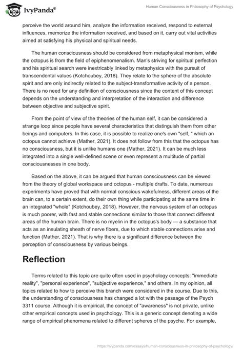 Human Consciousness in Philosophy of Psychology - 825 Words | Essay Example