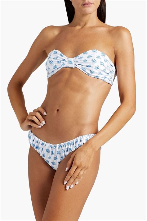 Caroline Constas Dorit Gathered Floral Print Low Rise Bikini Briefs