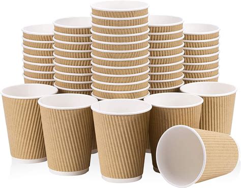 Markq 12 Oz Brown Disposable Ripple Insulated Coffee Cups Eco