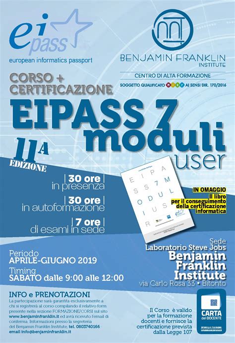 CORSO CERTIFICAZIONE EIPASS 7 MODULI 11 EDIZIONE Benjamin