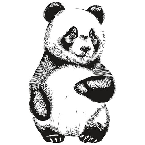 Peinture Lin Aire Noir Et Blanc Dessiner Illustration Vectorielle Panda