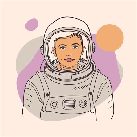 Un Dibujo De Una Mujer En Un Traje Espacial Con La Palabra Astronauta