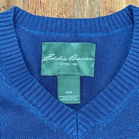 Eddie Bauer Sweater Adult Medium Seattle V Neck 100 Cotton Blue Ebay