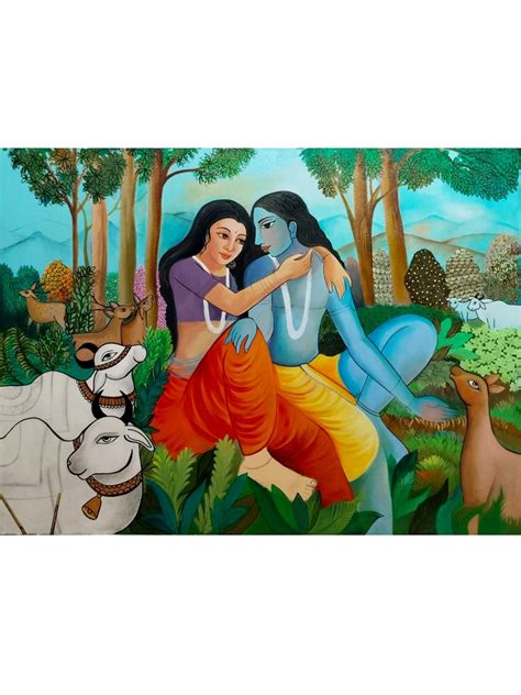 Radha Rani With Lord Krishna | Oil And Mixed Medium | By Niva | Exotic ...