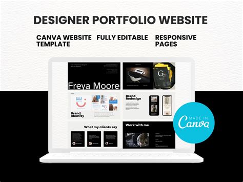 Canva Portfolio Website Template For Designers Freelancer Minimal