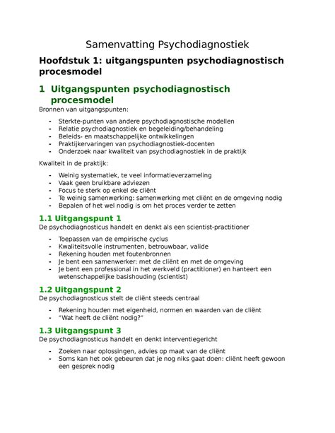 Samenvatting Diversiteit 2 2019 2020 Samenvatting Psychodiagnostiek