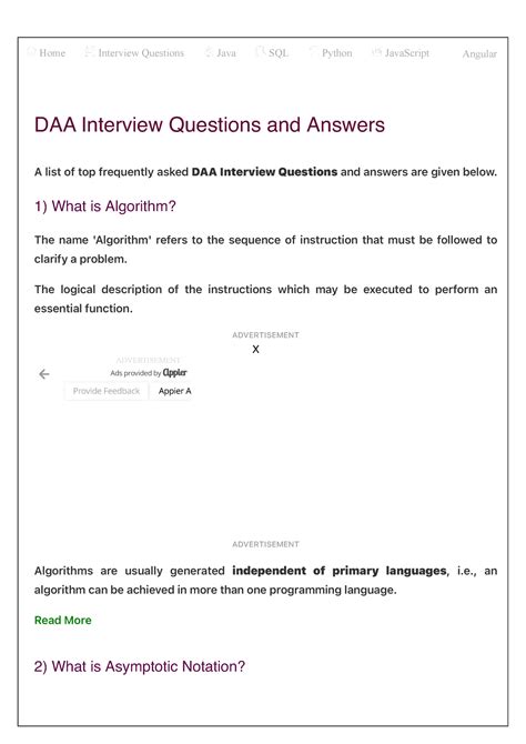 Top 40 DAA Interview Questions 2023 Javatpoint DAA Interview