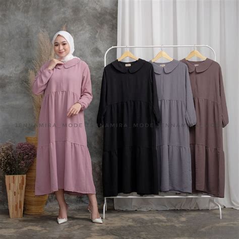 Jual Midi Dress Bahan Crinkle Airflow Premium Midi Dress Kekinan