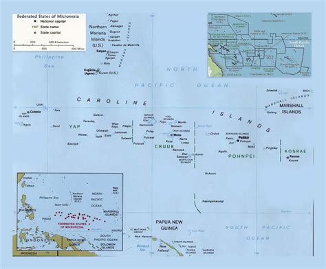 Detailed Political Map Of Federated States Of Micronesia With Major