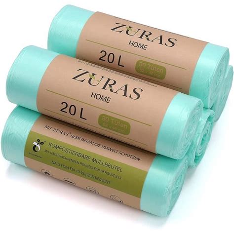 Zuras Lot De Sacs Poubelle Biod Gradables Base De Plantes