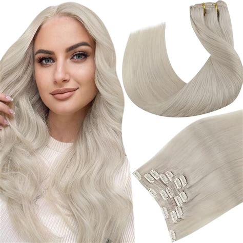 Clip In Hair Extensions Platinum Blonde Clip In Hair Extensions Real