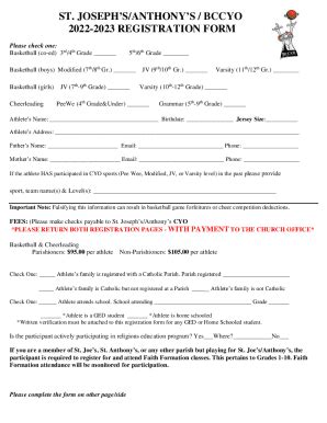 Fillable Online Bc Cyo Basketball Player Registration Form