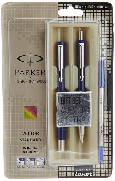 Parker Vector Standard Roller Ball Pen And Ball Pen Blue Body Pack