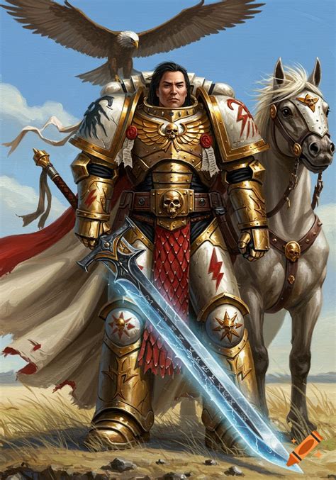 jaghatai khan  primarch  warhammer   golden  white armor