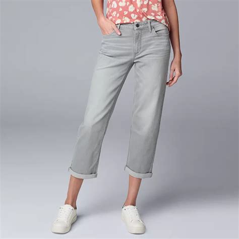 Petite Simply Vera Vera Wang Relaxed Mid-Rise Boyfriend Crop Pants