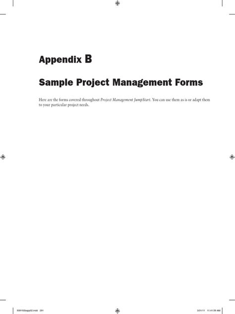 Appendix Sample Project Management Forms Pdf Project Management Business