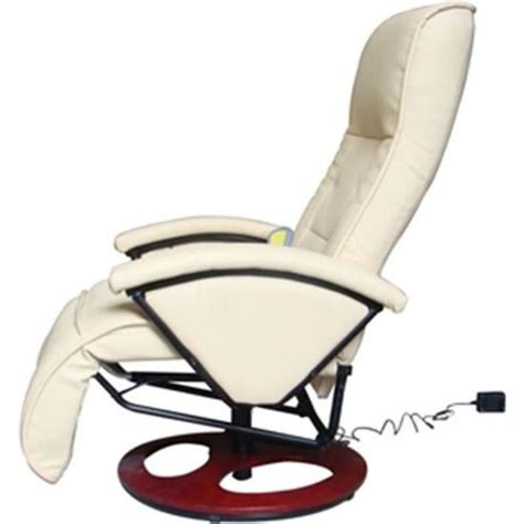 Fauteuil Lectrique De Massage En Cuir Synth Tique Blanc Moo Cr Me