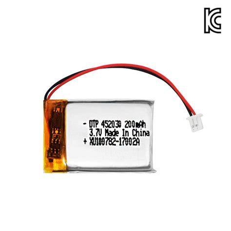 Customized Dtp 452030 3 7V 200mAh Lithium Ion Polymer Battery With Kc