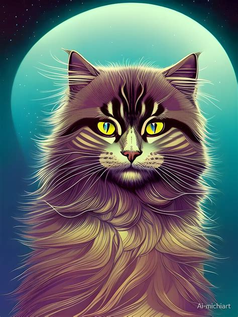 Siberian Cat Modern Digital Art Sticker For Sale By Ai Michiart