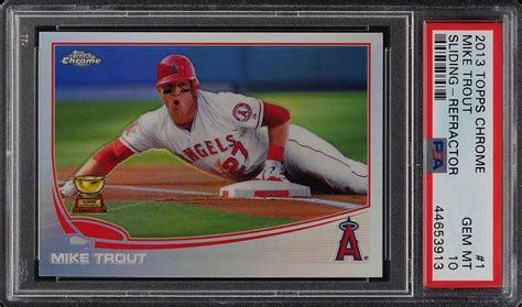 Topps Chrome Sliding Refractor Mike Trout Psa Gem Mint Pwcc