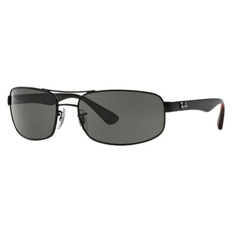 Ray Ban Mens Rb3445 Black Metal Rectangle Polarized Sunglasses Free