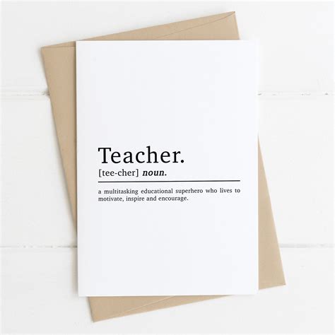 Teacher Definition Card Card For Teacher End Of Term Card Etsy Uk