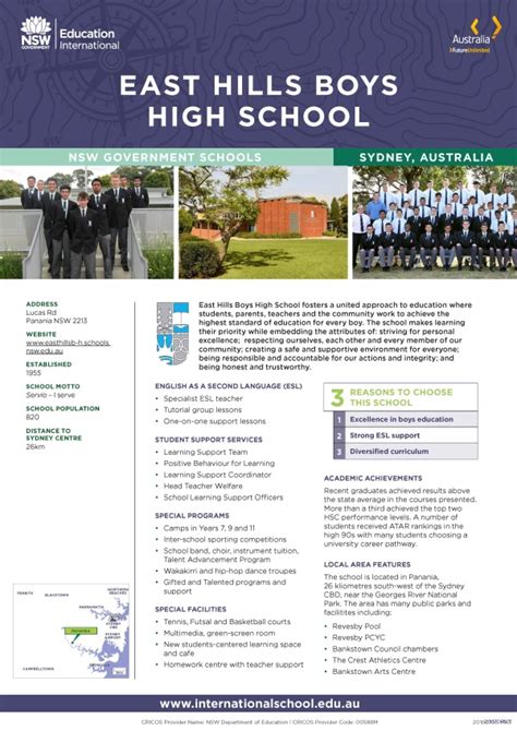 East Hills Boys High School Nsw De International Education