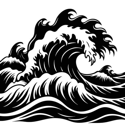 Ocean Waves Crashing Against the Shore Silhouette 47491278 Vector Art ...