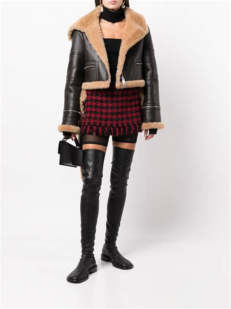 Monse Cropped Shearling Jacket Black Farfetch Ao