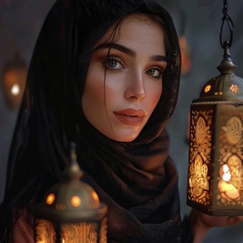 Premium Photo Egyptian Hijab Girl Holding Lantern Ramadan Kareem Wish Ramadan Mubarak