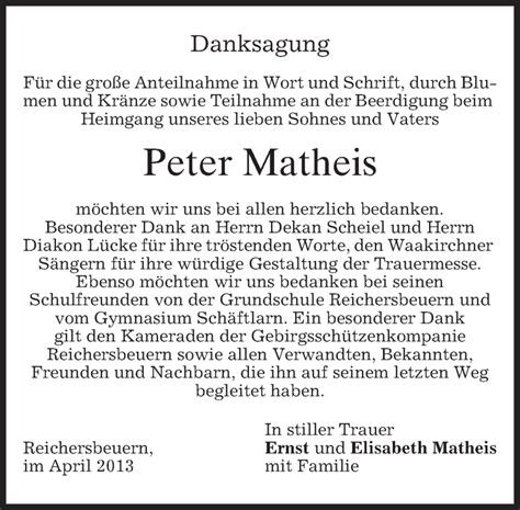 Traueranzeigen Von Peter Matheis Trauer Merkur De