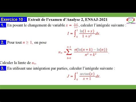 Exercice Corrig Int Gration Par Changement De Variable Sommes De