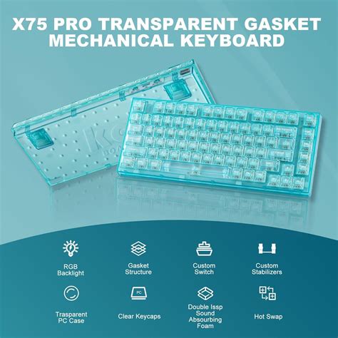 YUNZII X PRO Key Wireless Hot Swappable Mechanical Gaming Keyboard With Transparent Keycaps