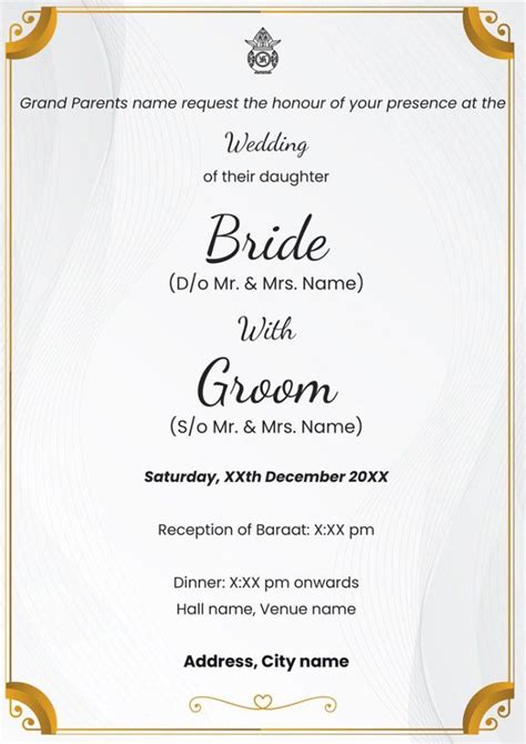 Wedding Card Matter In English