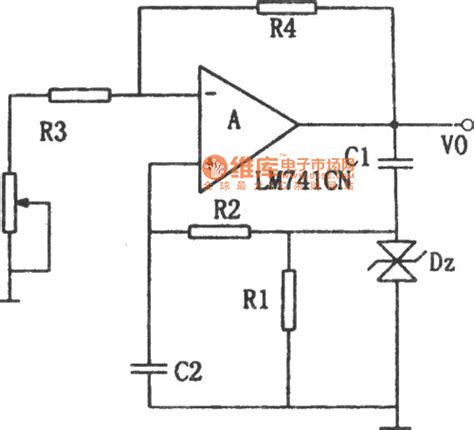 Lm741cn构成的rc正弦波振荡器电路图 正弦信号产生 维库电子市场网