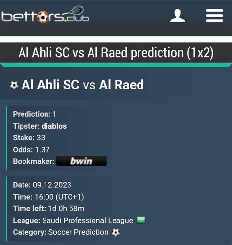 Al Ahli Sc Vs Al Raed Prediction 9 12 2023 R Apostax