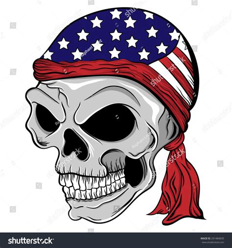 Skull Wearing American Flag Bandana