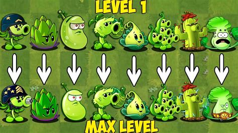 Pvz Discovery All Green Plants Level Vs Max Level Youtube