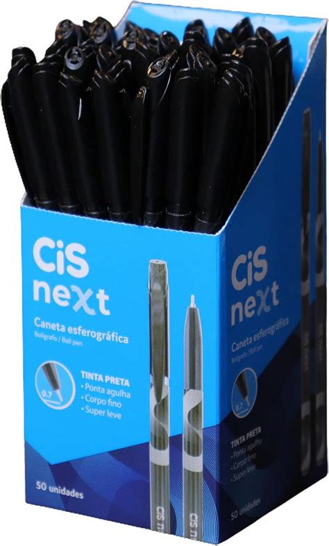 Caneta Cis 0.7 Preta - CIS NEXT Caneta Esferografica - 0.7 mm - Caixa com 50 unidades - Preta ...