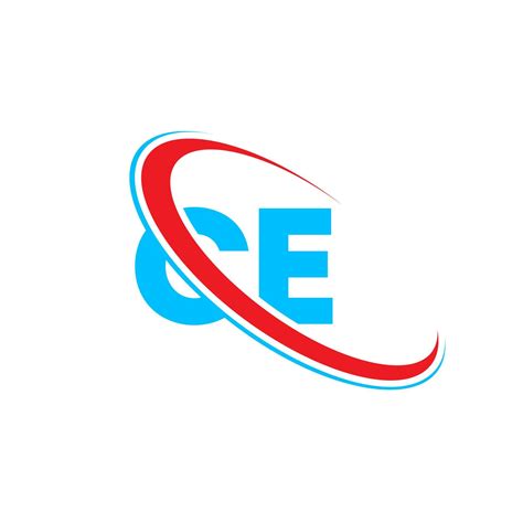 CE logo. CE design. Blue and red CE letter. CE letter logo design